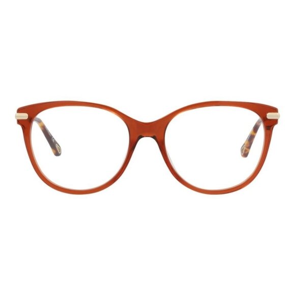 Chloé Womens Cat Eye Brown Gold Transparent Fashion Designer Eyewear - Picture 1 of 4